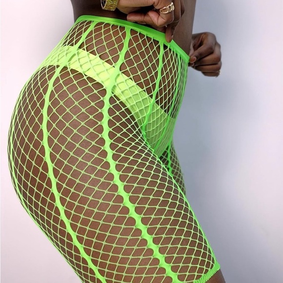 Womens Sexy Fishnet Mesh Biker Short Beach Swimsuits Bikini Bottom Cover up - Picture 2 of 3